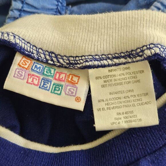 Vintage Baby Set 24M Blue Cotton Blend T-Shirt Hong Kong Made USA Pants EUC - Picture 4 of 8